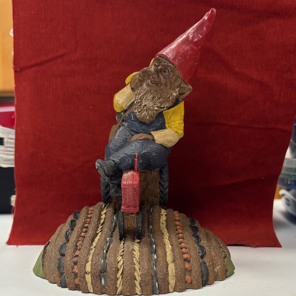 Whimsical Gnome Sculpture - Red, Yellow, Brown